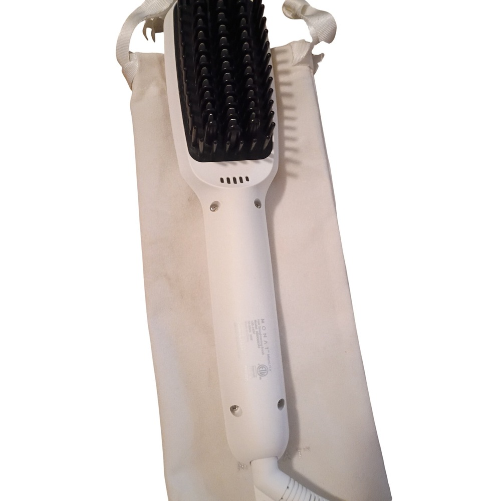 Monat Moxie Magnifying Glass Ionic Hair Straightening Brush White 410F 280000043